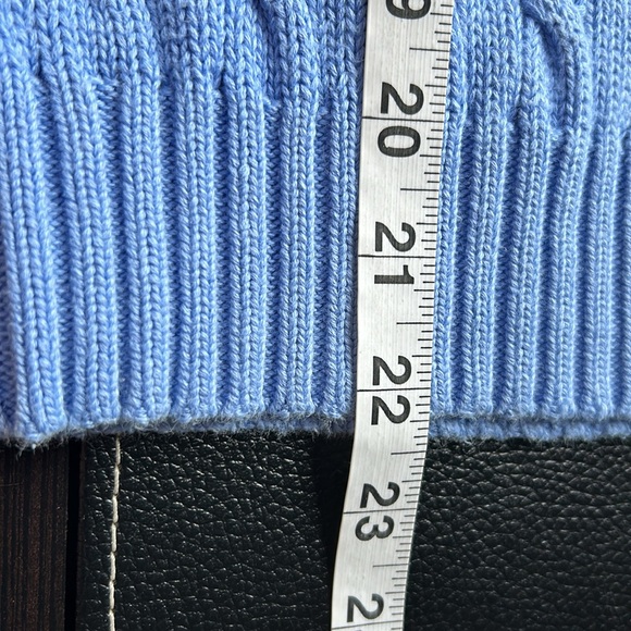Ralph Lauren Sport Cable Knit Sweater Blue Vneck Pink Embroidered Pony Sz M - Picture 9 of 9